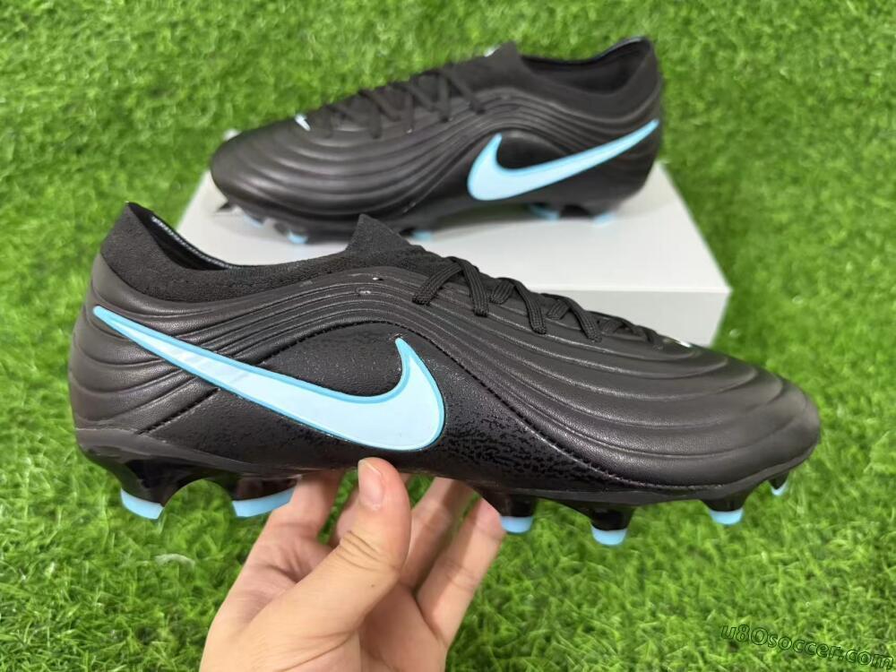 Nike Tiempo Legend 10 Elite FG Firm Ground Soccer Cleats - Black/Sky Blue/Sleek Black