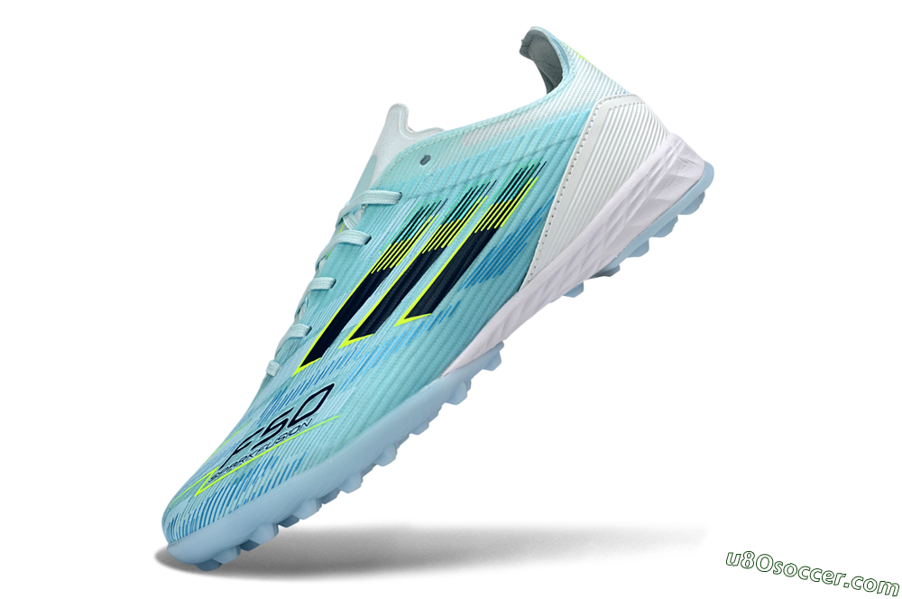 Adidas F50 Elite TF Artificial Turf Soccer Shoes - Blue/Neon Yellow/Sky Blue 6