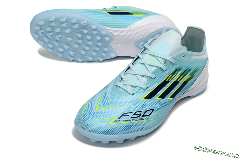 Adidas F50 Elite TF Artificial Turf Soccer Shoes - Blue/Neon Yellow/Sky Blue 3