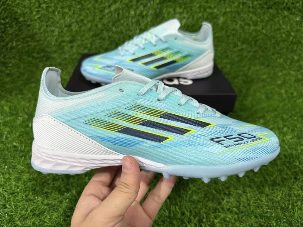 Adidas F50 Elite TF Artificial Turf Soccer Shoes - Blue/Neon Yellow/Sky Blue
