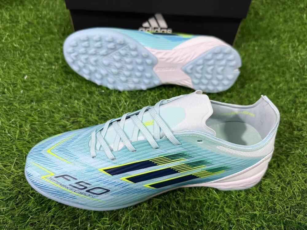Adidas F50 Elite TF Artificial Turf Soccer Shoes - Blue/Neon Yellow/Sky Blue