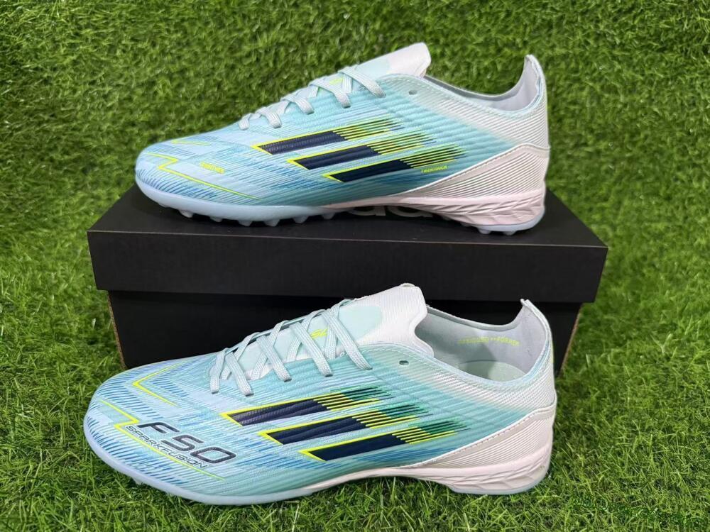 Adidas F50 Elite TF Artificial Turf Soccer Shoes - Blue/Neon Yellow/Sky Blue