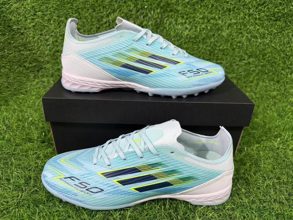 Adidas F50 Elite TF Artificial Turf Soccer Shoes - Blue/Neon Yellow/Sky Blue