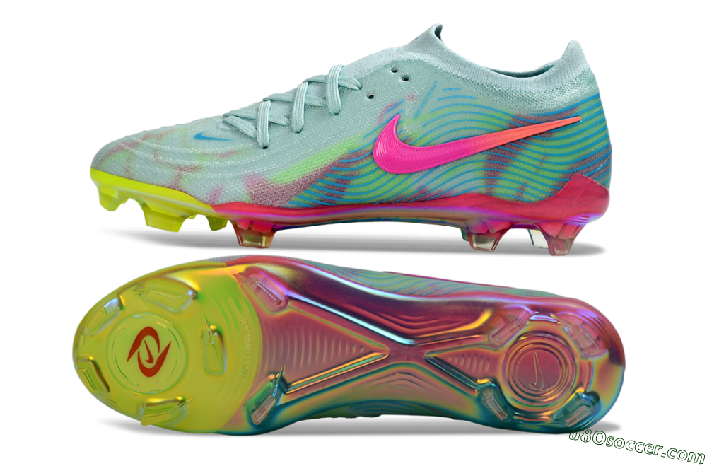 Nike Phantom GX 2 Elite FG Firm Ground Soccer Cleats - Aqua/Neon Pink/Volt Yellow 0