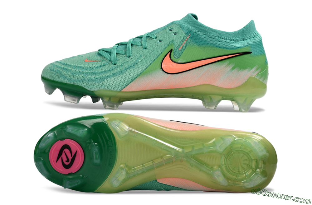 Nike Phantom GX 2 Elite FG Firm Ground Soccer Cleats - Green/Aqua Splash/Coral Peach 0