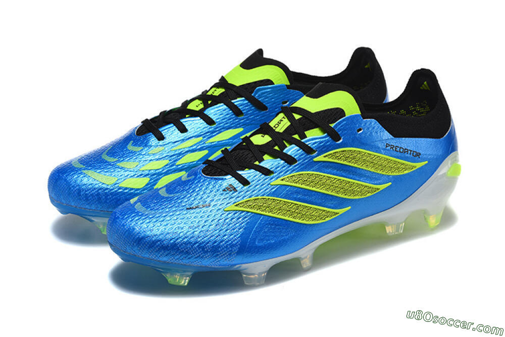 Adidas Predator 26 Elite FG Firm Ground Soccer Cleats - Blue/Neon Green/Black 5