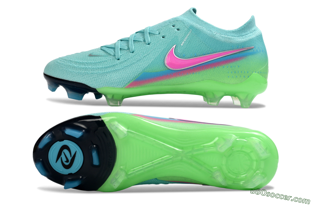 Nike Phantom GX 2 Elite FG Firm Ground Soccer Cleats - Aqua/Neon Green/Fuchsia 0