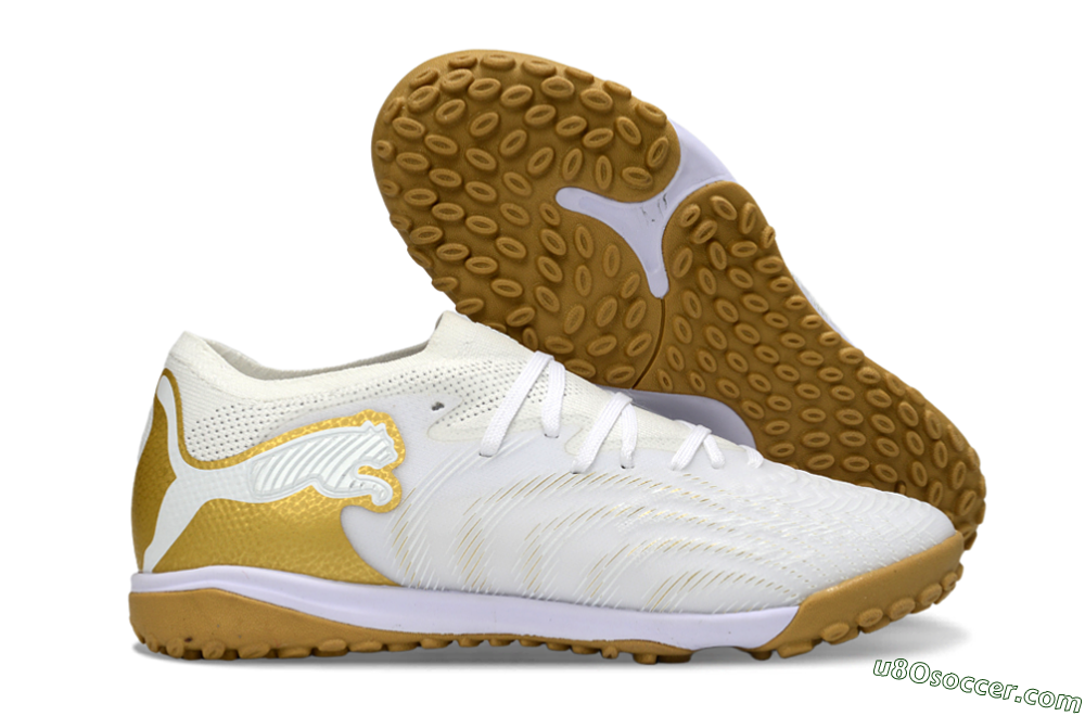 Puma Future 8 Ultimate TF Artificial Turf Soccer Shoes - White/Gold/Special White 1
