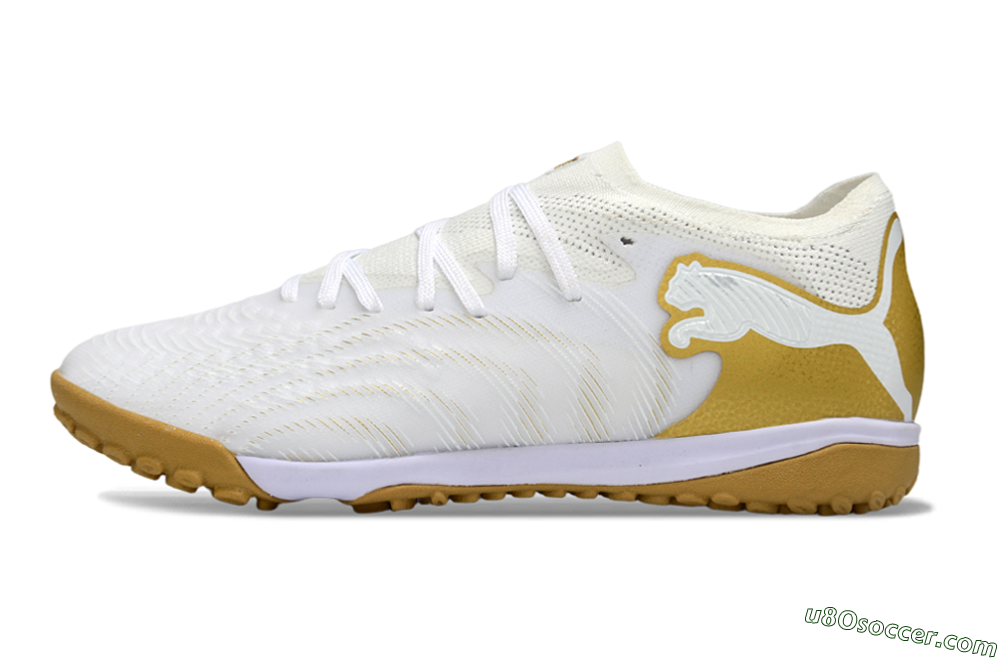 Puma Future 8 Ultimate TF Artificial Turf Soccer Shoes - White/Gold/Special White 2
