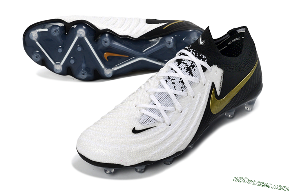 Nike Phantom GX 2 Elite AG Artificial Grass Soccer Cleats - Black/White/Gold 3
