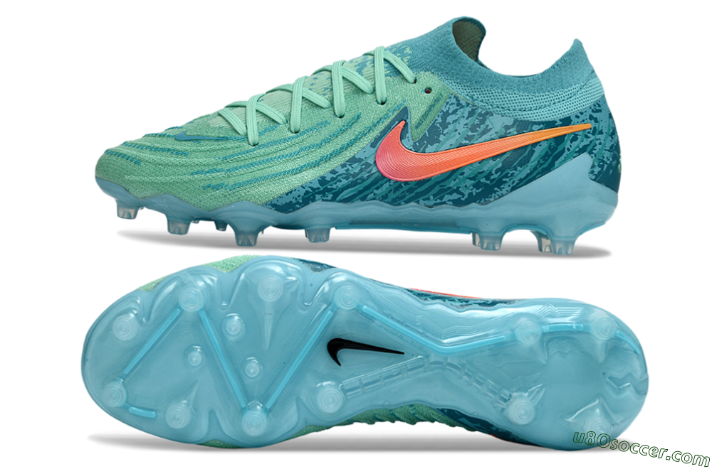 Nike Phantom GX 2 Elite AG Artificial Grass Soccer Cleats - Green/Aqua Mist/Coral Reef 0