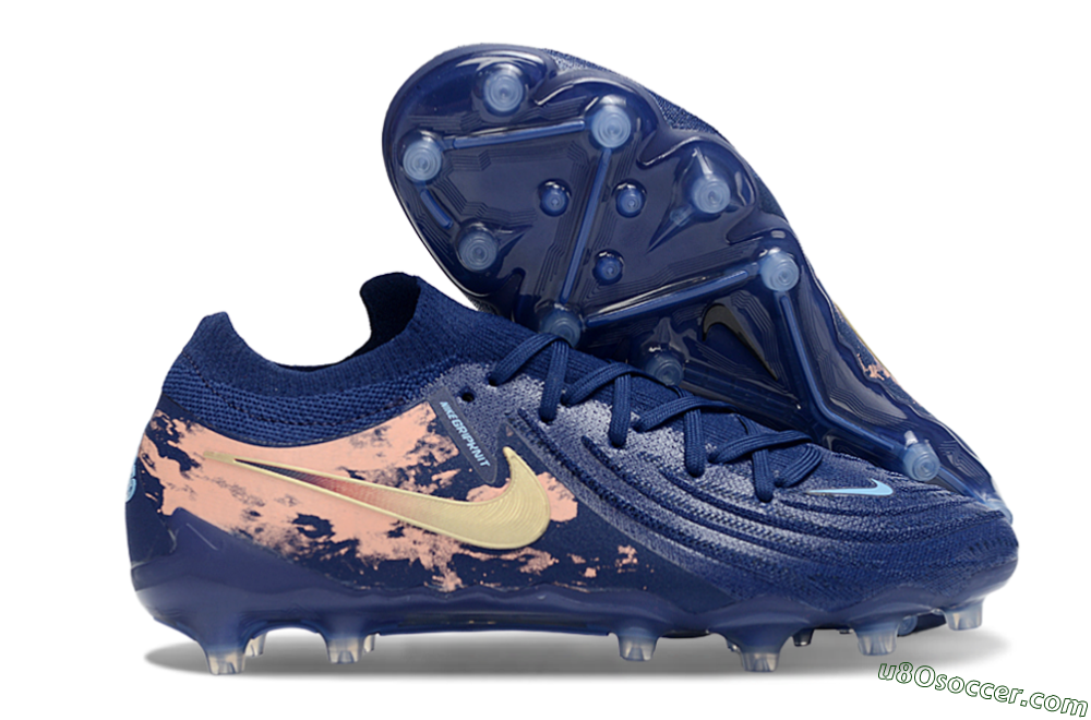 Nike Phantom GX 2 Elite AG Artificial Grass Soccer Cleats - Navy/Rose Gold/Light Blue 1