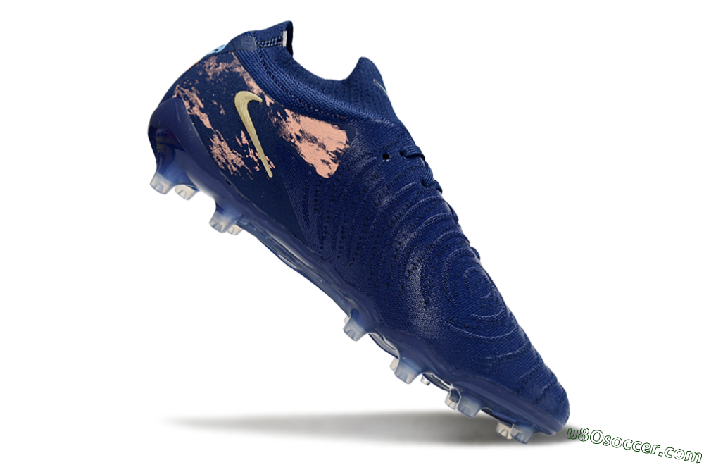 Nike Phantom GX 2 Elite AG Artificial Grass Soccer Cleats - Navy/Rose Gold/Light Blue 4