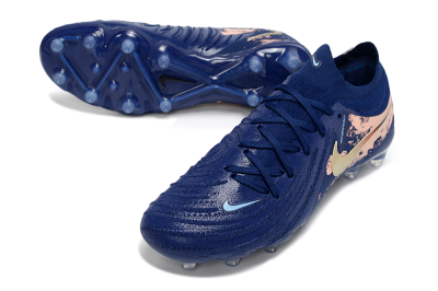 Nike Phantom GX 2 Elite AG Artificial Grass Soccer Cleats - Navy/Rose Gold/Light Blue