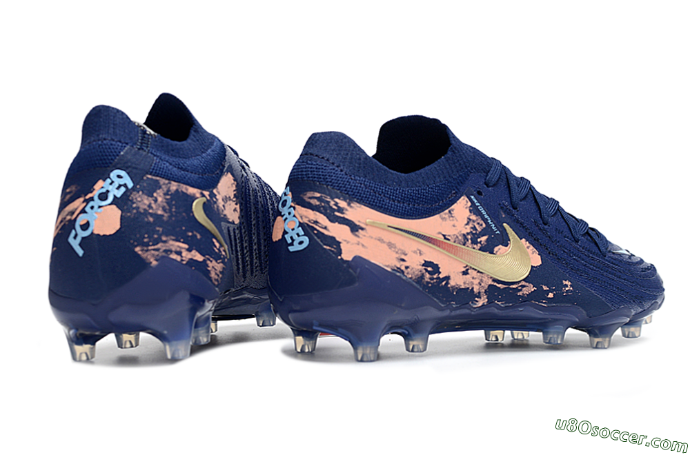 Nike Phantom GX 2 Elite AG Artificial Grass Soccer Cleats - Navy/Rose Gold/Light Blue 6