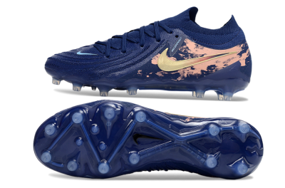 Nike Phantom GX 2 Elite AG Artificial Grass Soccer Cleats - Navy/Rose Gold/Light Blue