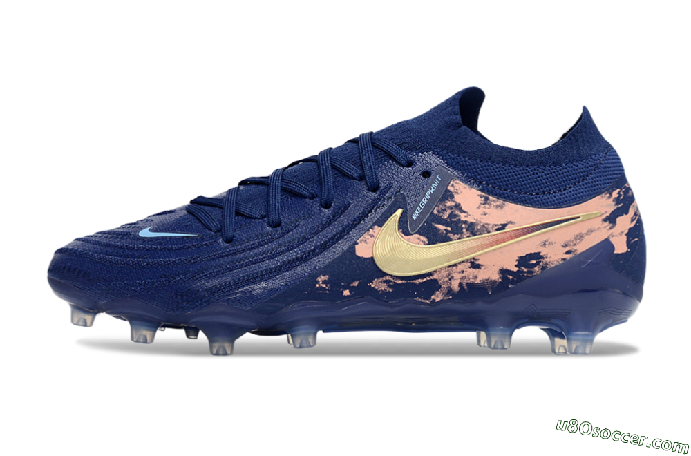 Nike Phantom GX 2 Elite AG Artificial Grass Soccer Cleats - Navy/Rose Gold/Light Blue 2