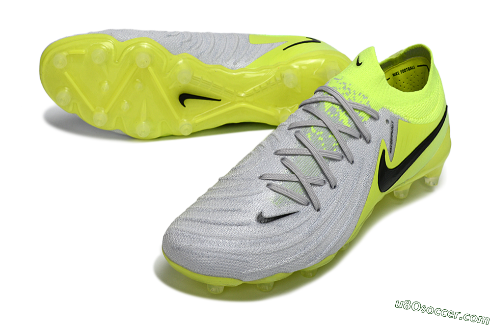 Nike Phantom GX 2 Elite AG Artificial Grass Soccer Cleats - Gray/Volt Green/Black 3