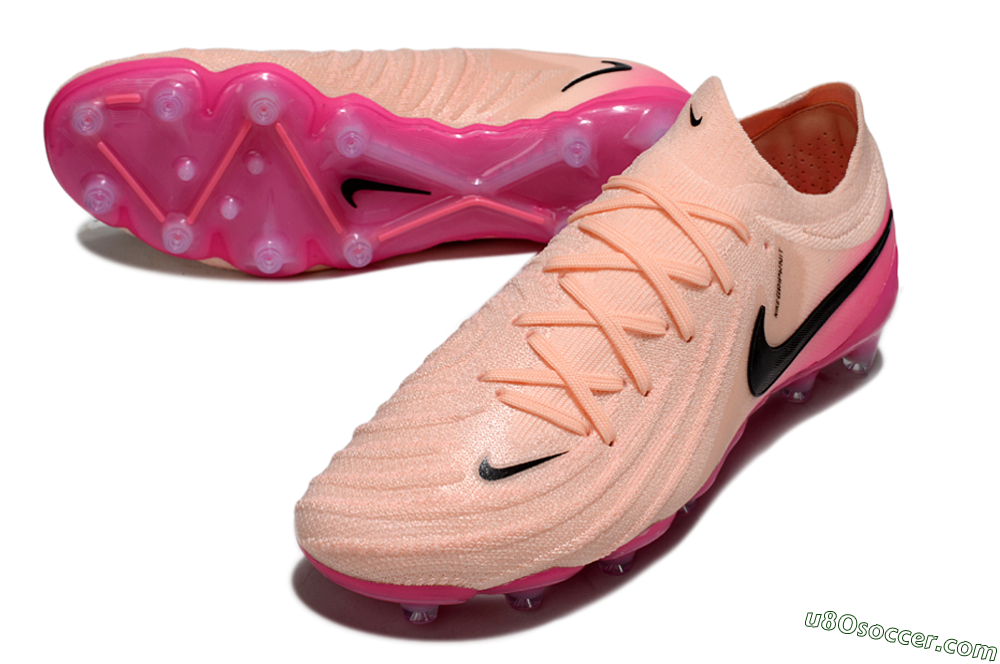 Nike Phantom GX 2 Elite AG Artificial Grass Soccer Cleats - Peach/Flamingo Pink/Black 3