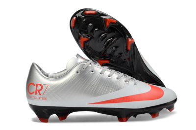 CR7 x Nike Air Zoom Mercurial Vapor 16 Elite FG Firm Ground Soccer Cleats - Silver/Electric Orange/Jet Black