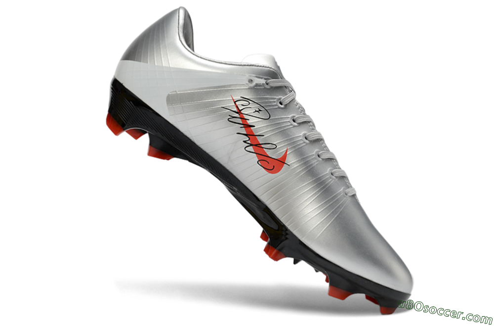 CR7 x Nike Air Zoom Mercurial Vapor 16 Elite FG Firm Ground Soccer Cleats - Silver/Electric Orange/Jet Black 4