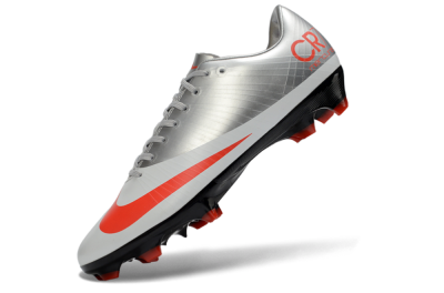 CR7 x Nike Air Zoom Mercurial Vapor 16 Elite FG Firm Ground Soccer Cleats - Silver/Electric Orange/Jet Black