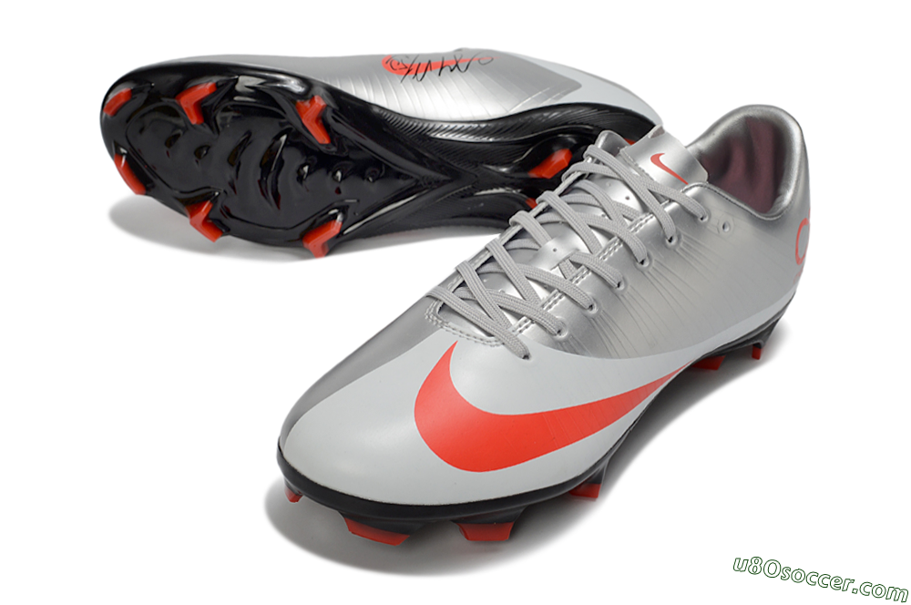 CR7 x Nike Air Zoom Mercurial Vapor 16 Elite FG Firm Ground Soccer Cleats - Silver/Electric Orange/Jet Black 3