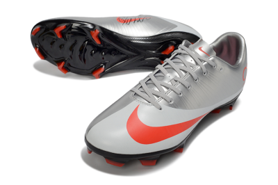 CR7 x Nike Air Zoom Mercurial Vapor 16 Elite FG Firm Ground Soccer Cleats - Silver/Electric Orange/Jet Black