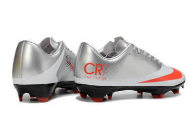 CR7 x Nike Air Zoom Mercurial Vapor 16 Elite FG Firm Ground Soccer Cleats - Silver/Electric Orange/Jet Black