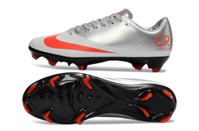 CR7 x Nike Air Zoom Mercurial Vapor 16 Elite FG Firm Ground Soccer Cleats - Silver/Electric Orange/Jet Black