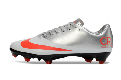 CR7 x Nike Air Zoom Mercurial Vapor 16 Elite FG Firm Ground Soccer Cleats - Silver/Electric Orange/Jet Black