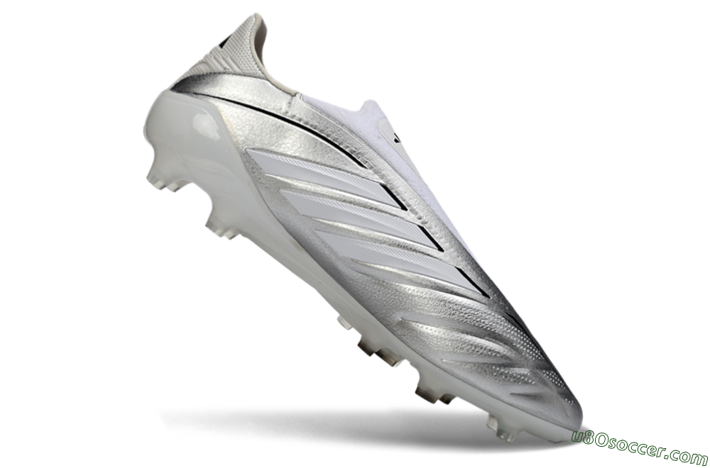 Adidas Copa Pure 4 Elite Laceless FG Firm Ground Soccer Cleats - Silver/Metallic Grey/White 4