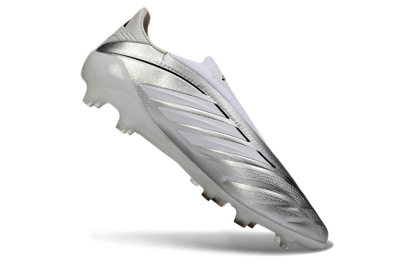 Adidas Copa Pure 4 Elite Laceless FG Firm Ground Soccer Cleats - Silver/Metallic Grey/White