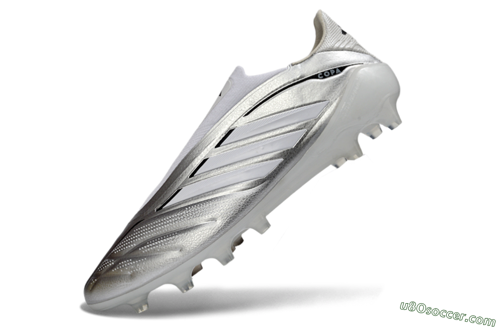 Adidas Copa Pure 4 Elite Laceless FG Firm Ground Soccer Cleats - Silver/Metallic Grey/White 5