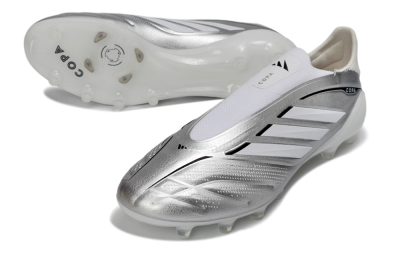 Adidas Copa Pure 4 Elite Laceless FG Firm Ground Soccer Cleats - Silver/Metallic Grey/White