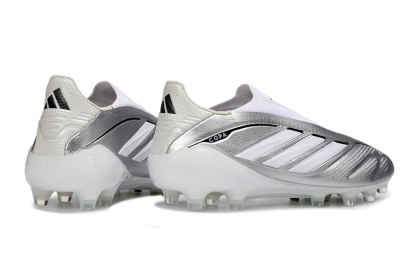 Adidas Copa Pure 4 Elite Laceless FG Firm Ground Soccer Cleats - Silver/Metallic Grey/White