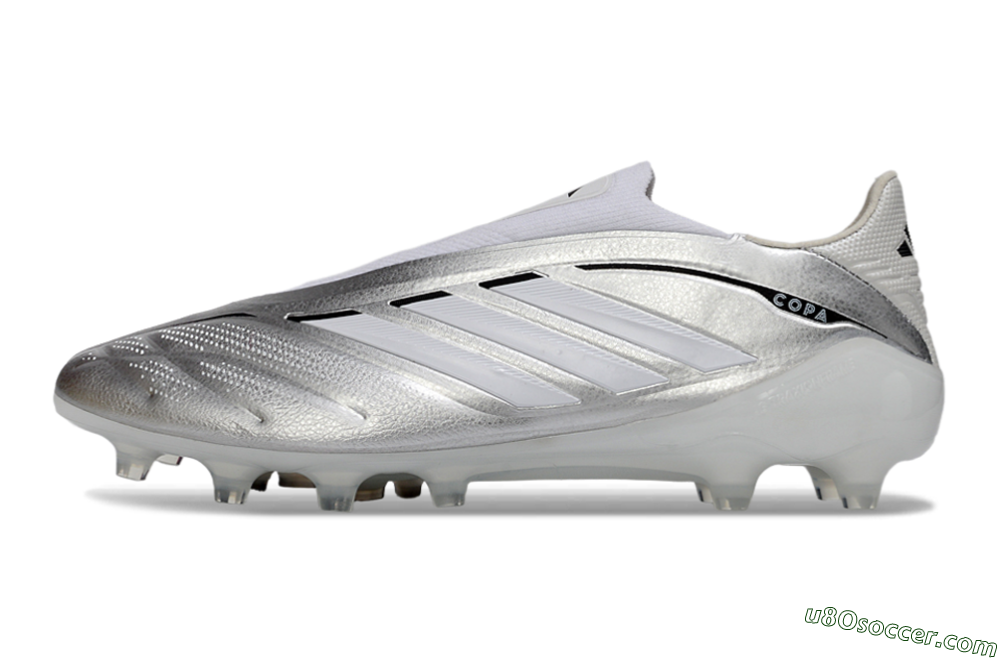 Adidas Copa Pure 4 Elite Laceless FG Firm Ground Soccer Cleats - Silver/Metallic Grey/White 2