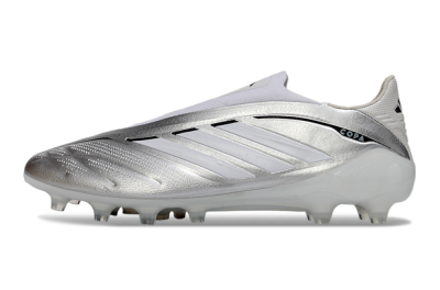 Adidas Copa Pure 4 Elite Laceless FG Firm Ground Soccer Cleats - Silver/Metallic Grey/White