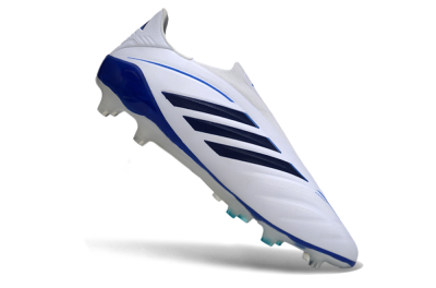 Adidas Copa Pure 4 Elite Laceless FG Firm Ground Soccer Cleats - White/Navy Blue/Light Blue