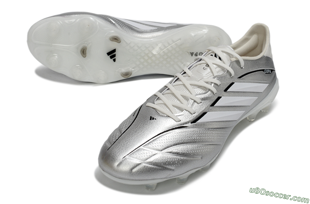 Adidas Copa Pure 4 Elite FG Firm Ground Soccer Cleats - Silver/Metallic Gray/White 3