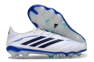 Adidas Copa Pure 4 Elite FG Firm Ground Soccer Cleats - White/Navy Blue/Light Blue