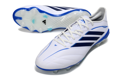 Adidas Copa Pure 4 Elite FG Firm Ground Soccer Cleats - White/Navy Blue/Light Blue