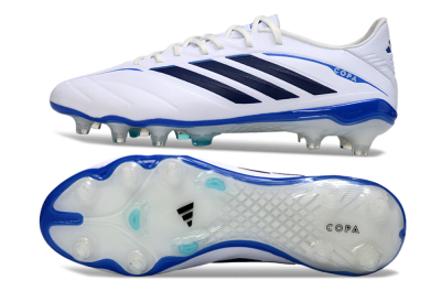 Adidas Copa Pure 4 Elite FG Firm Ground Soccer Cleats - White/Navy Blue/Light Blue