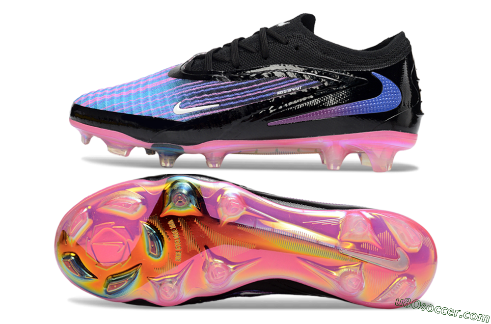 Nike Phantom 6 Elite Low FG Firm Ground Soccer Cleats - Black/Electric Purple/Neon Pink 0