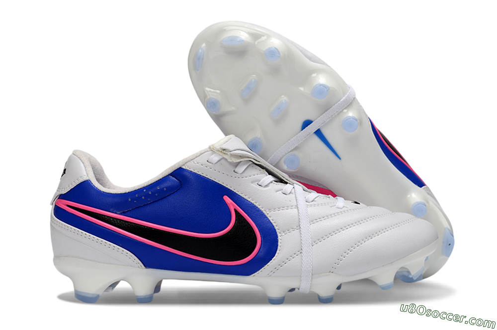 Nike Tiempo Legend SE FG Firm Ground Soccer Cleats - White/Electric Blue/Hot Pink 1