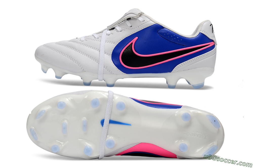 Nike Tiempo Legend SE FG Firm Ground Soccer Cleats - White/Electric Blue/Hot Pink 0