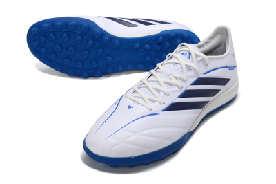 Adidas Copa Pure 4 Elite TF Artificial Turf Soccer Shoes - White/Electric Blue/Classic Navy