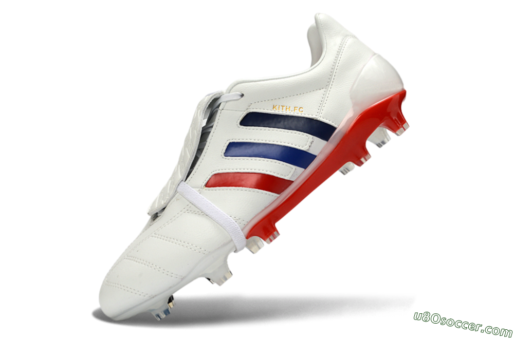 Adidas Predator 26 Elite Fold-Over Tongue FG Firm Ground Soccer Cleats - White/Royal Blue/Fiery Red 5