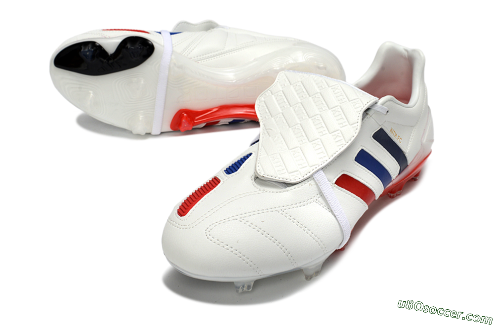 Adidas Predator 26 Elite Fold-Over Tongue FG Firm Ground Soccer Cleats - White/Royal Blue/Fiery Red 3
