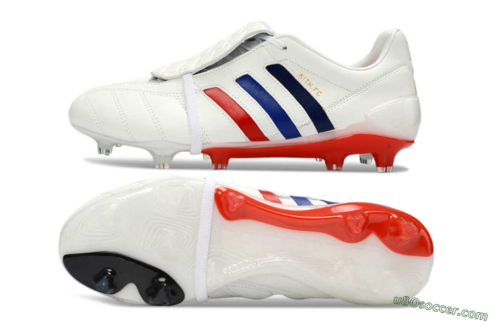 Adidas Predator 26 Elite Fold-Over Tongue FG Firm Ground Soccer Cleats - White/Royal Blue/Fiery Red 0